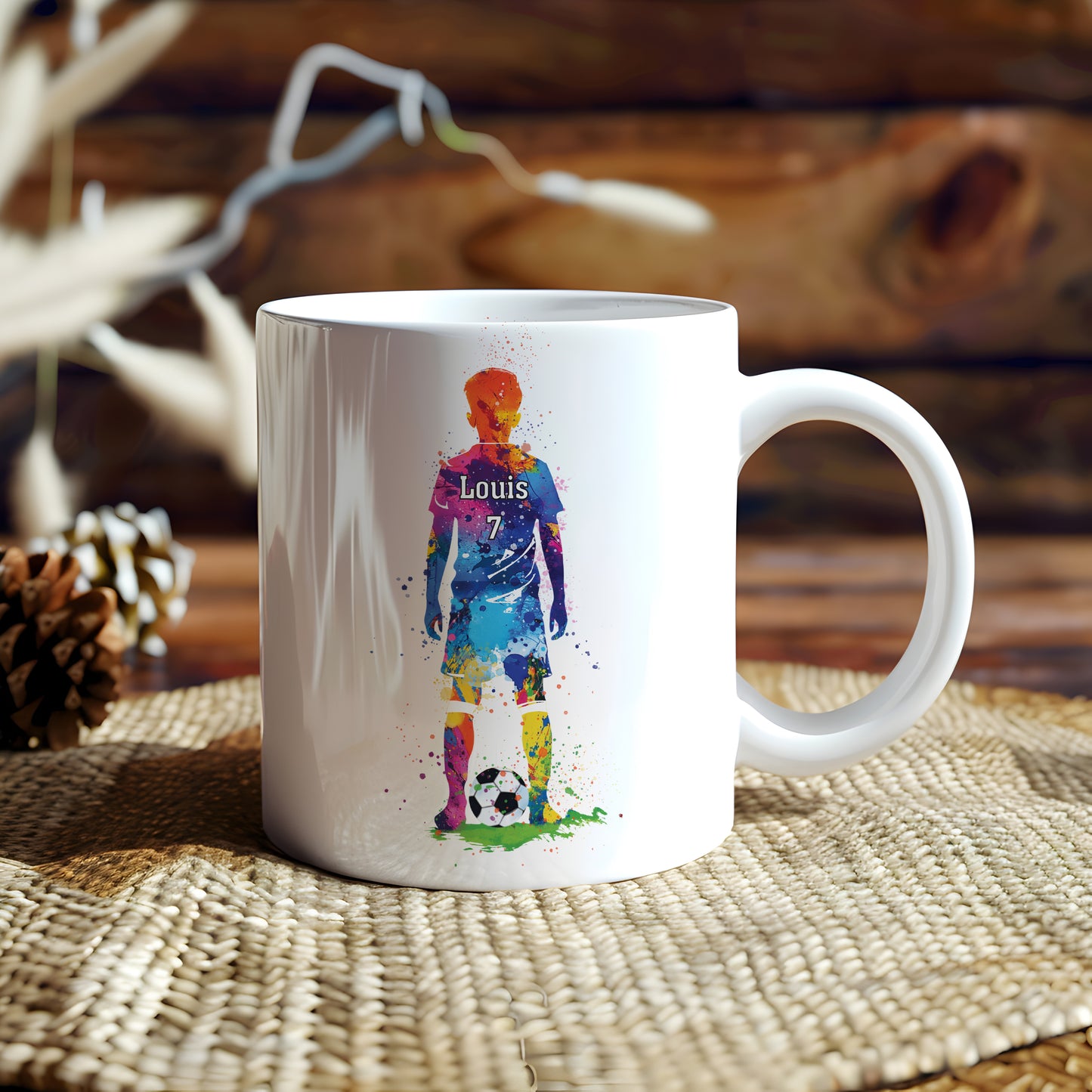 Personalised football gift, teen footballer, soccer player, boys team, watercolour football theme, male, mens