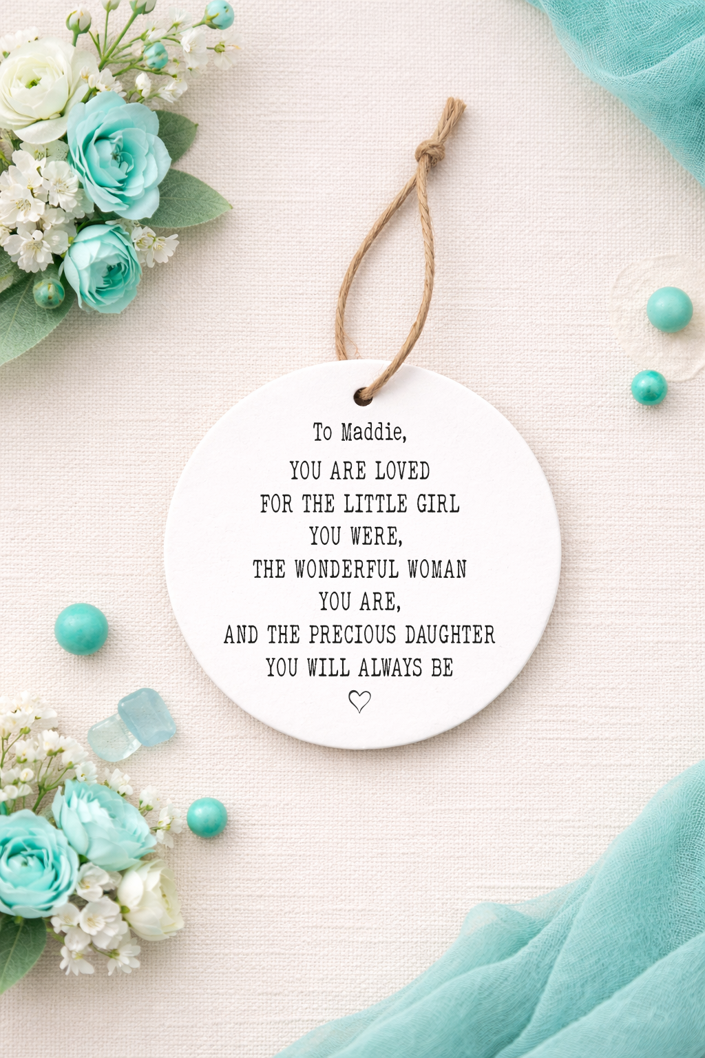 round decoration with poem for daughter from parent, a gift for grown children