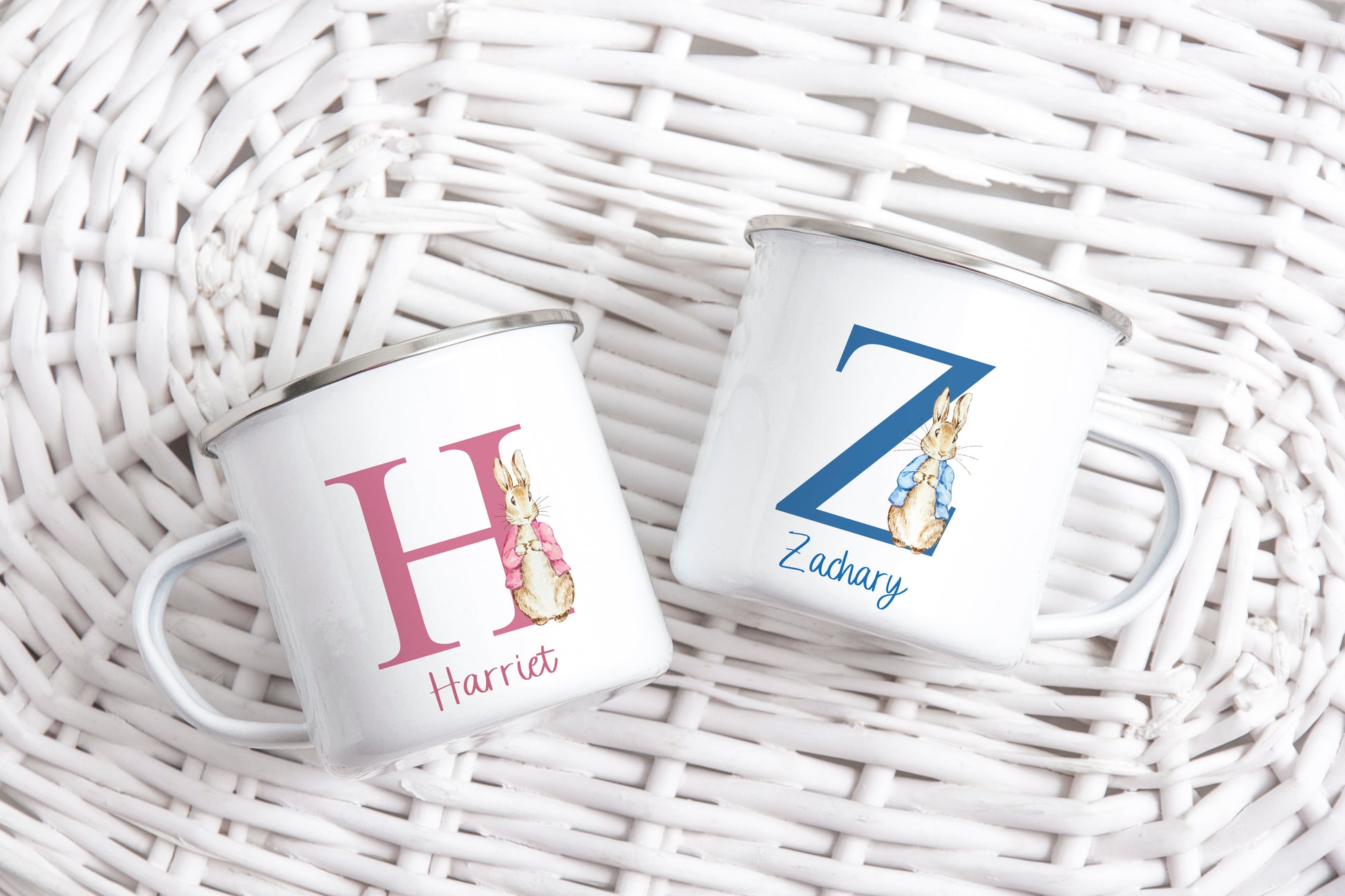 peter rabbit design enamel mugs for easter