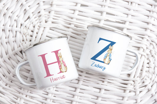 peter rabbit design enamel mugs for easter